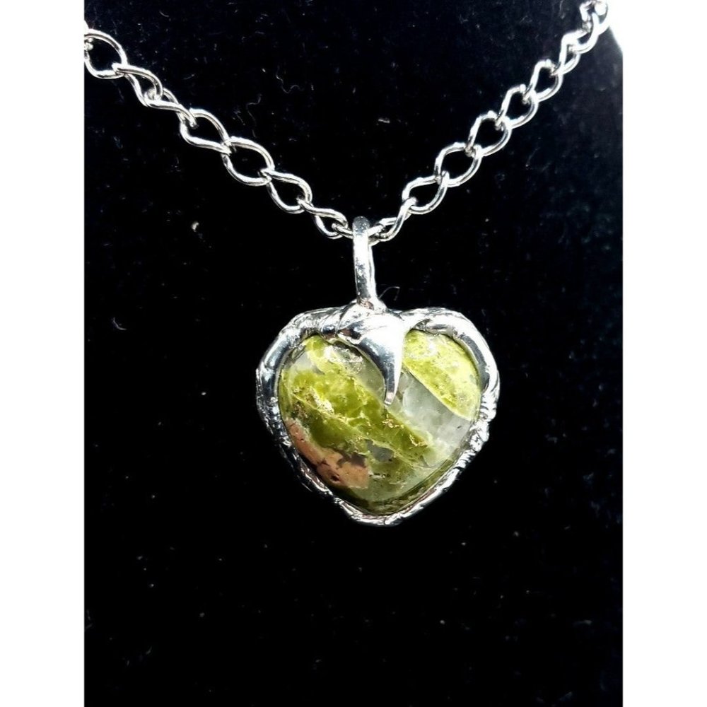 Unakite crystal heart Necklace